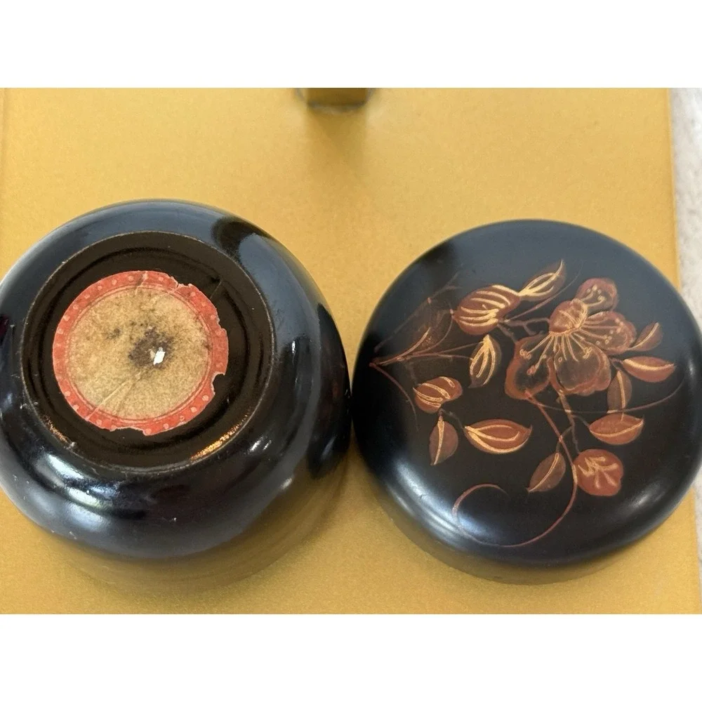 Japanese Black Lacquer Natsume Tea Caddy Matcha Powder Tea Ceremony Canister VTG